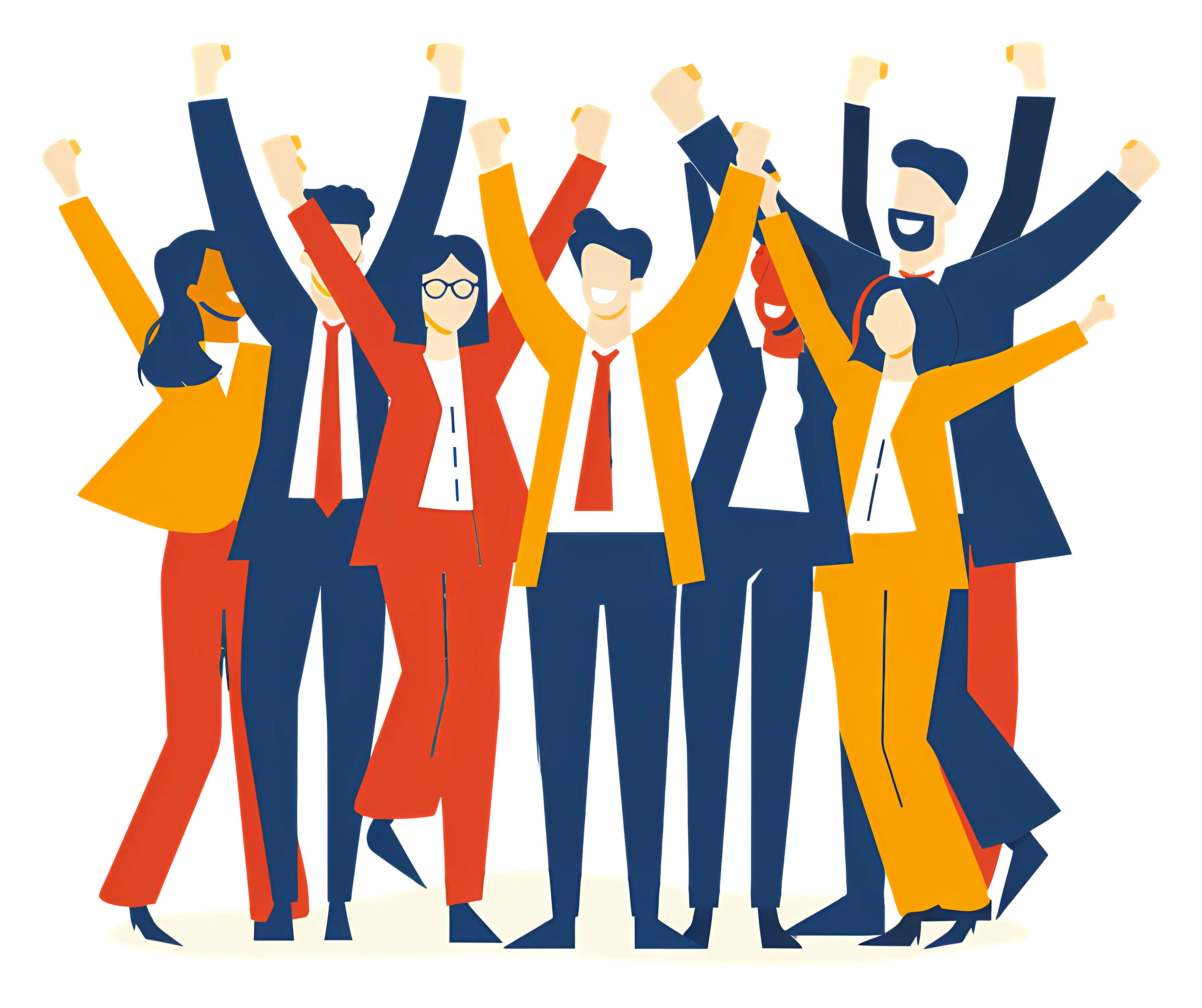 Celebrating Team in Business Attire
