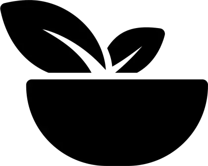 Black Bowl with Leaf Icon