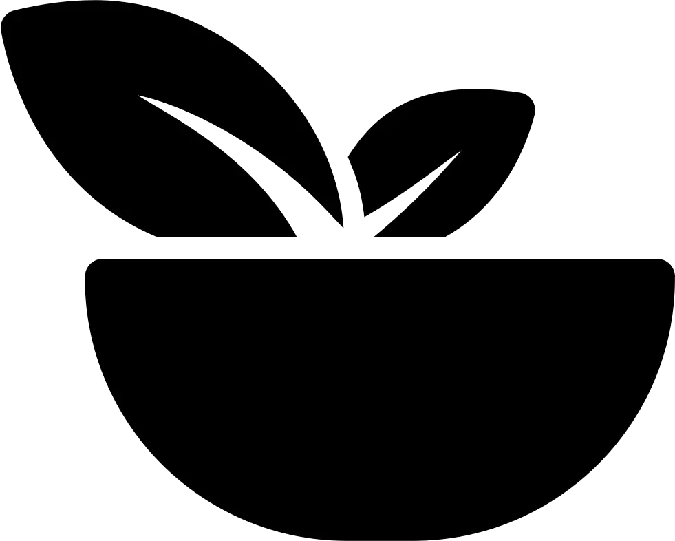 Black Bowl with Leaf Icon