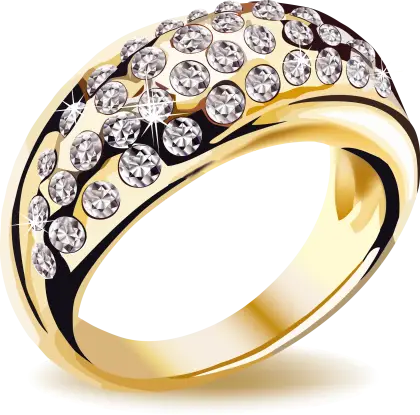 Gold Ring with Sparkling Diamonds