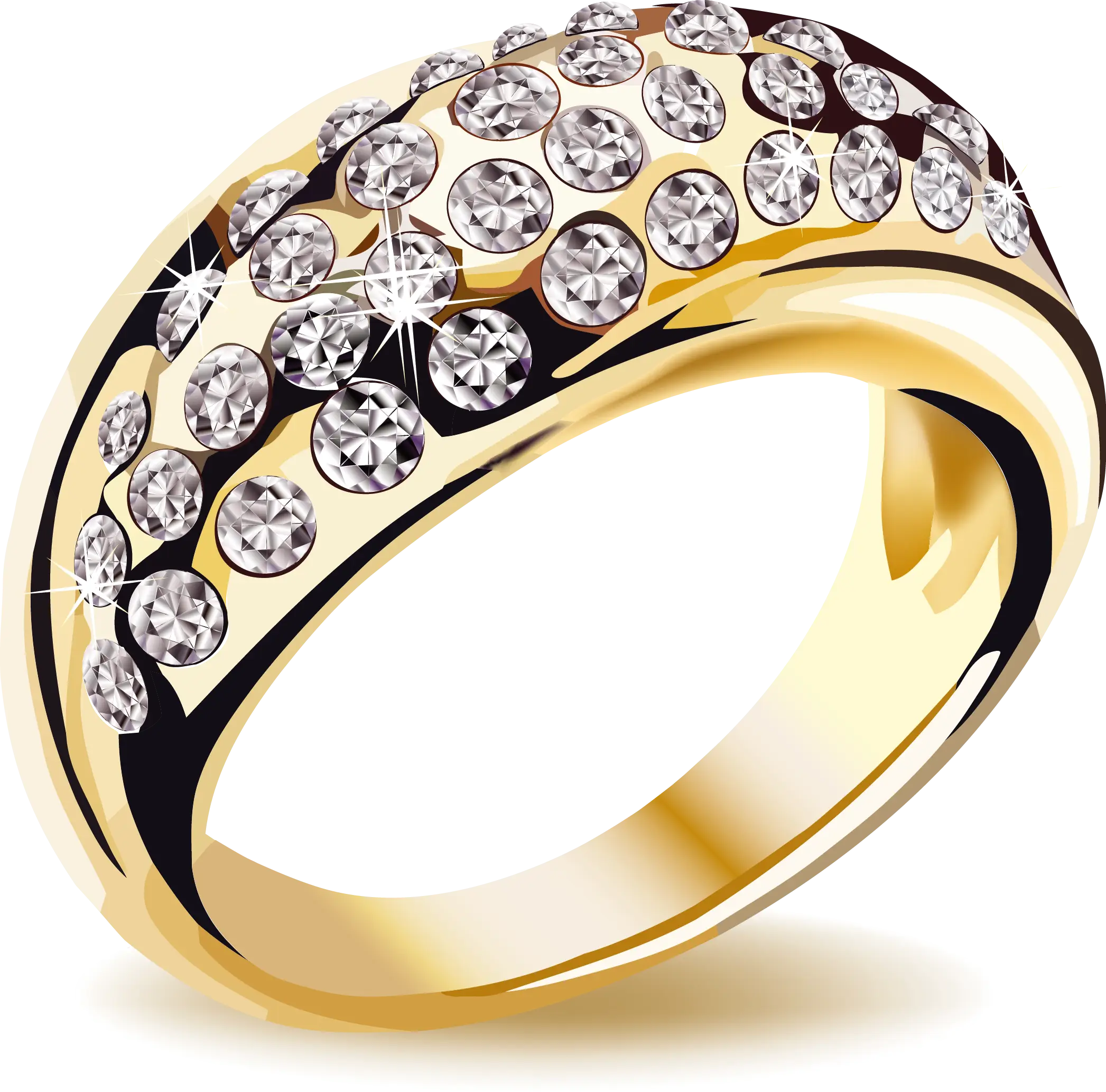 Gold Ring with Sparkling Diamonds