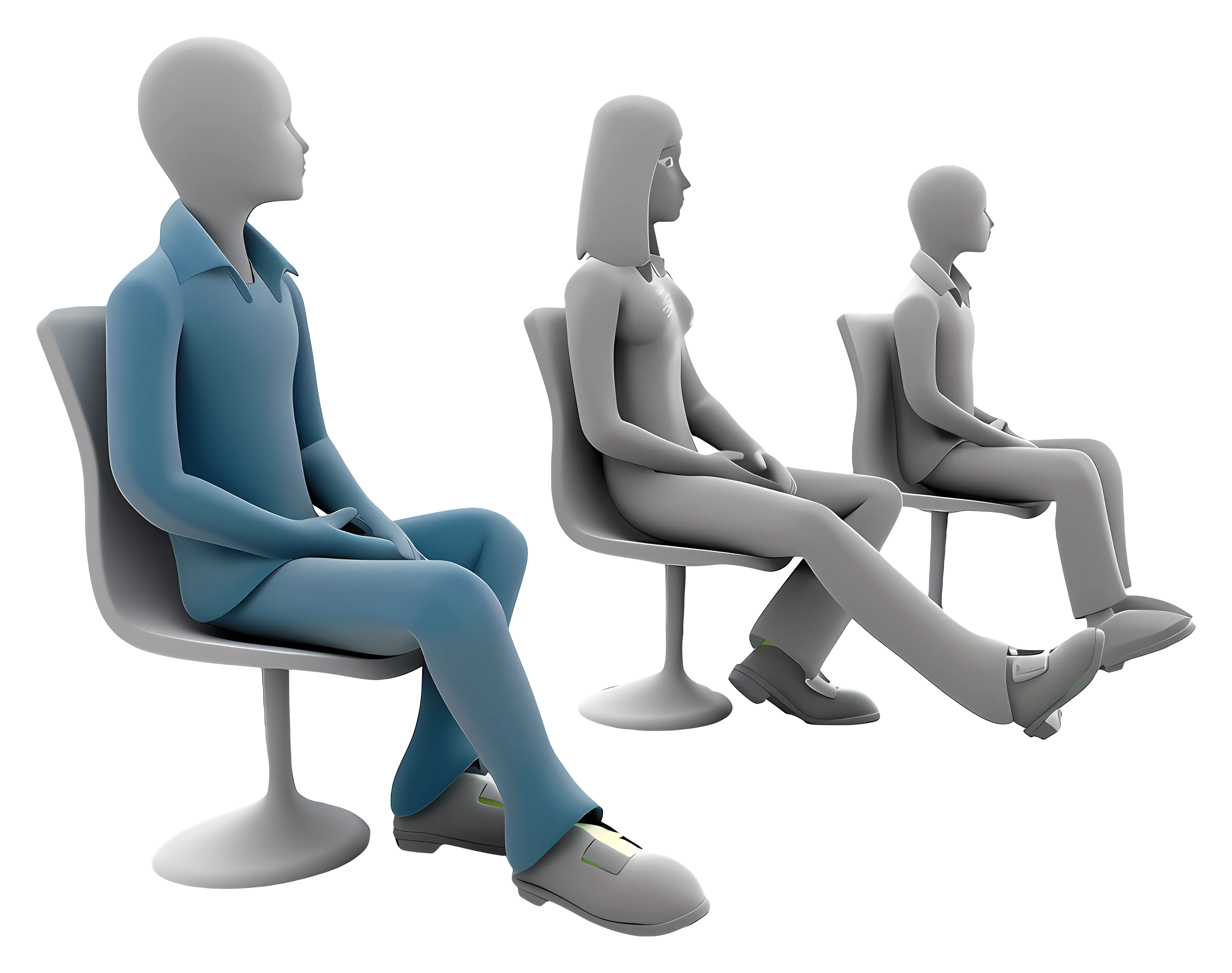 3D Illustration of People Sitting