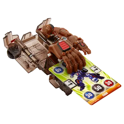 Brown Toy with Wheels and Card