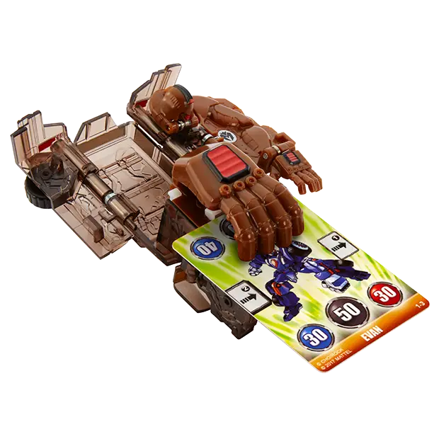 Brown Toy with Wheels and Card