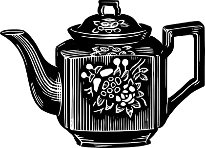 Black Teapot with Vintage Floral Design