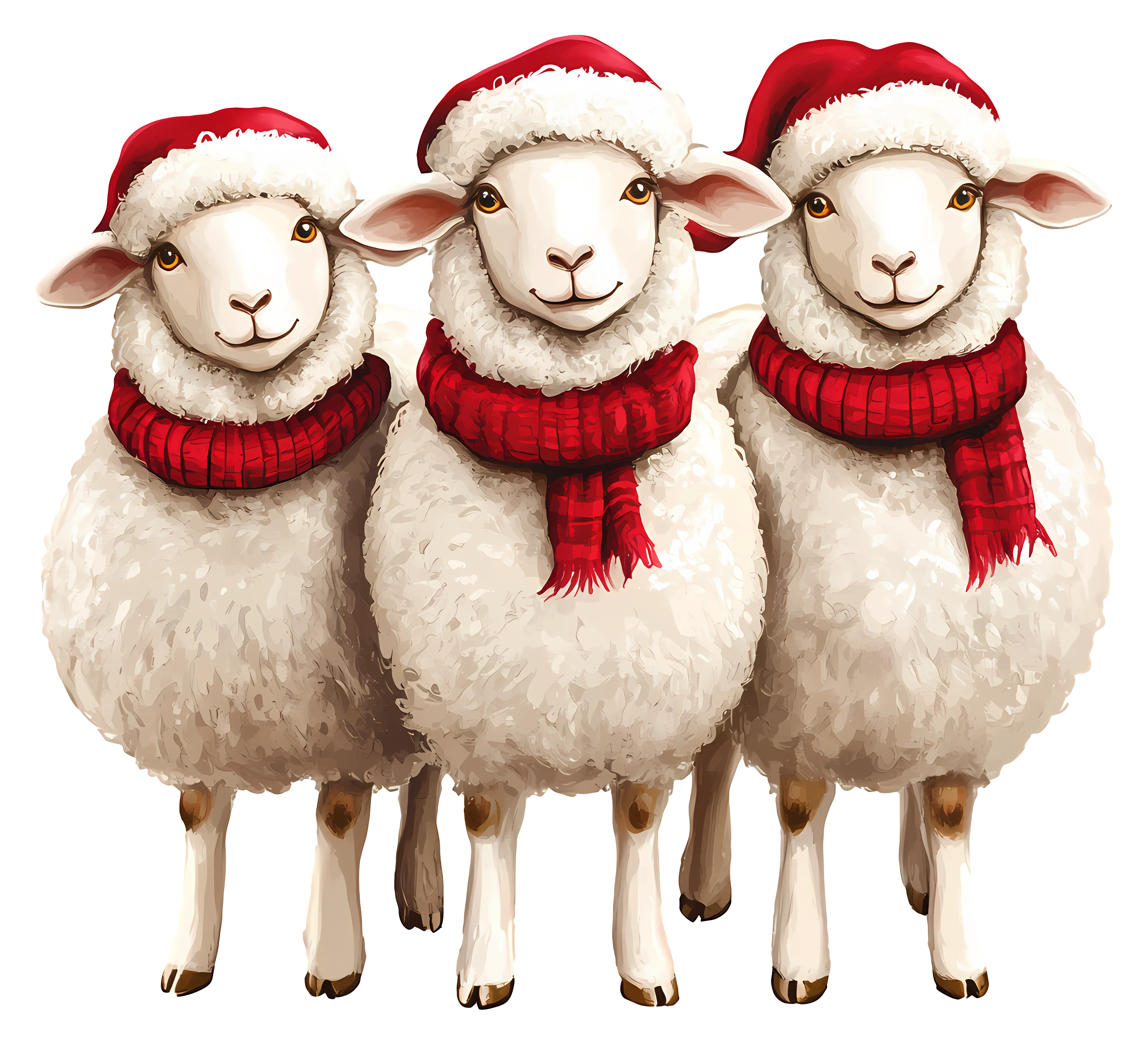 Sheep in Santa Hats for Christmas