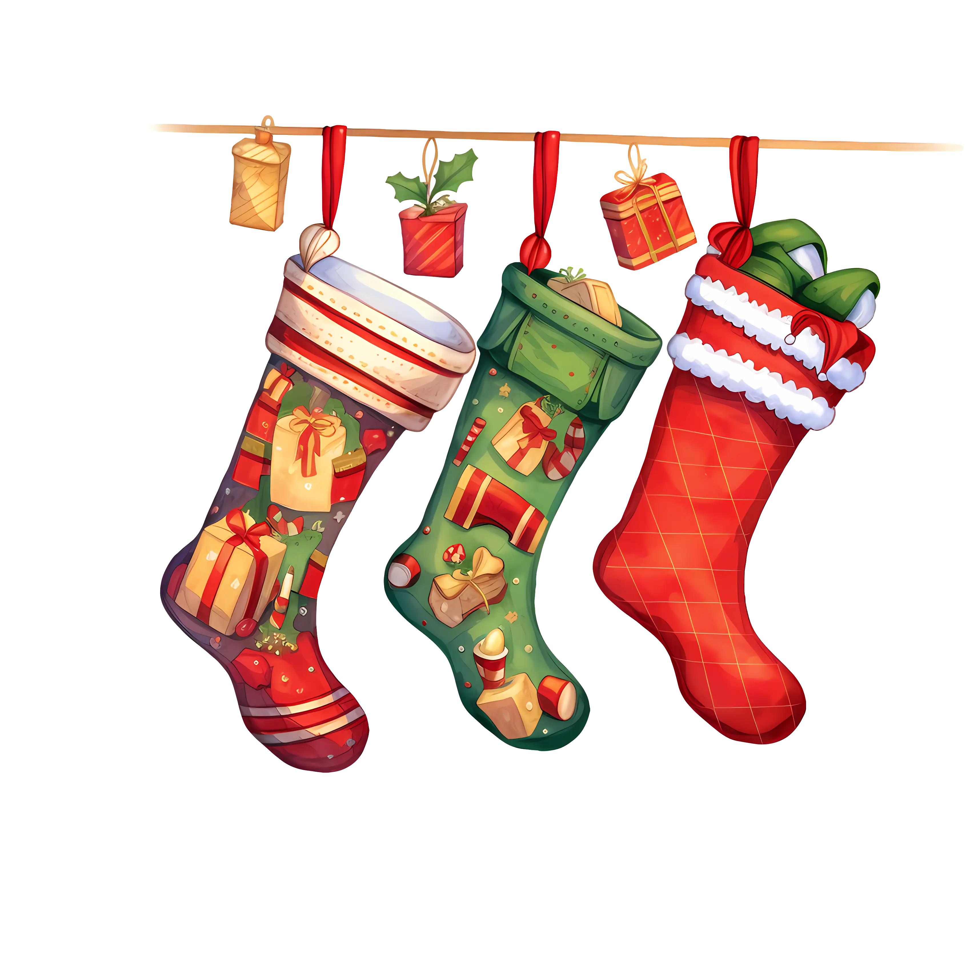 Festive Christmas Stockings with Gifts