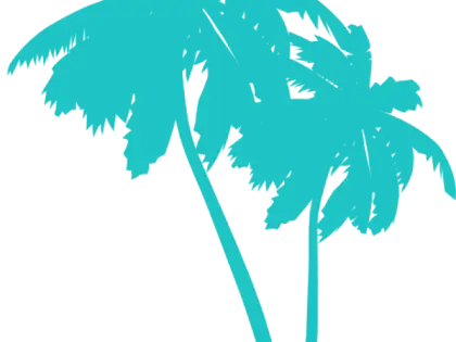 Turquoise Palm Tree Silhouette Illustration