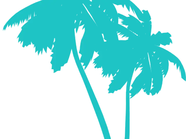 Turquoise Palm Tree Silhouette Illustration