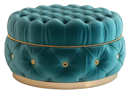 Luxurious Blue Tufted Ottoman
