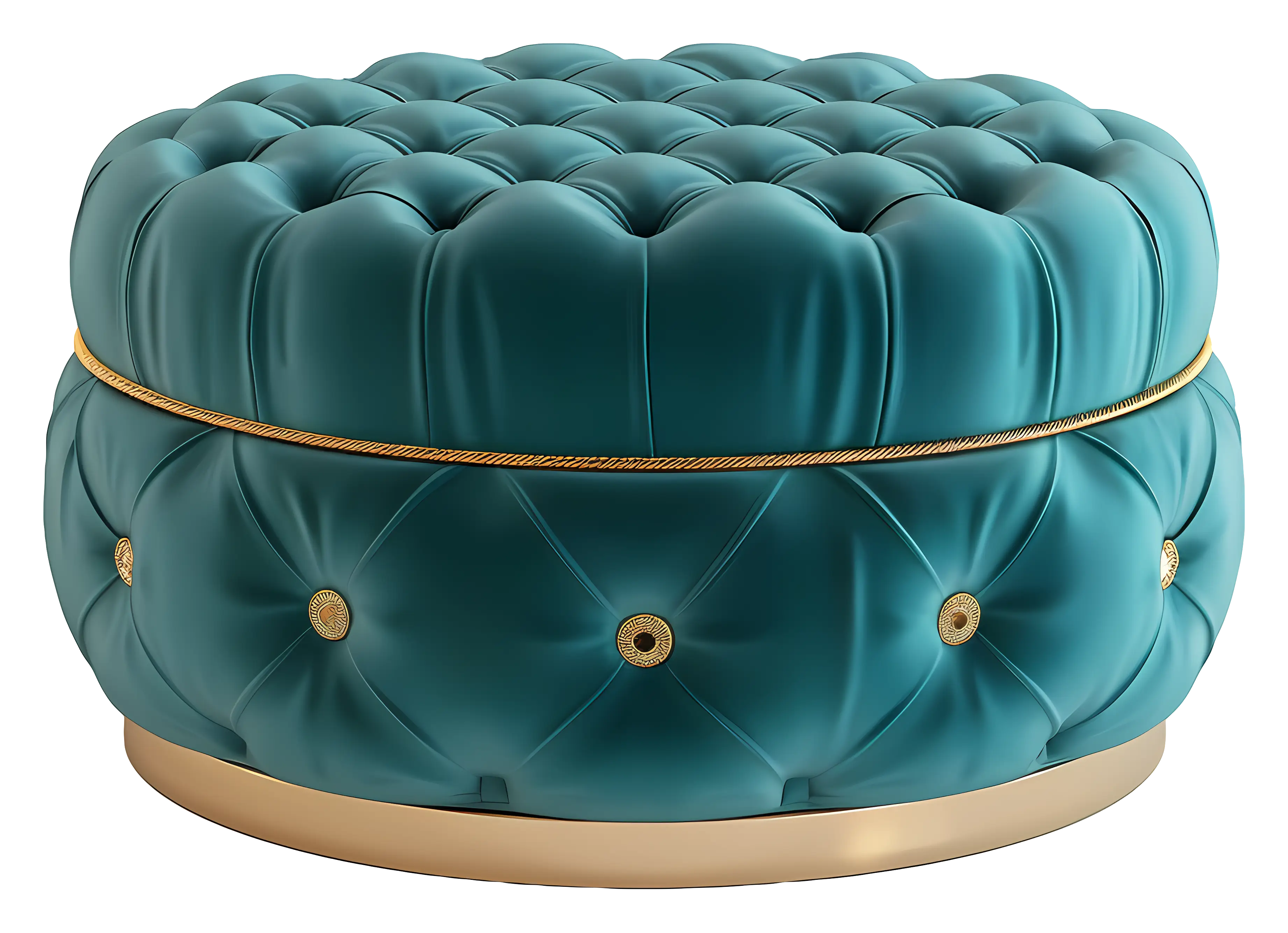 Luxurious Blue Tufted Ottoman