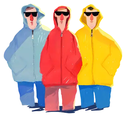 Hooded Figures with Sunglasses