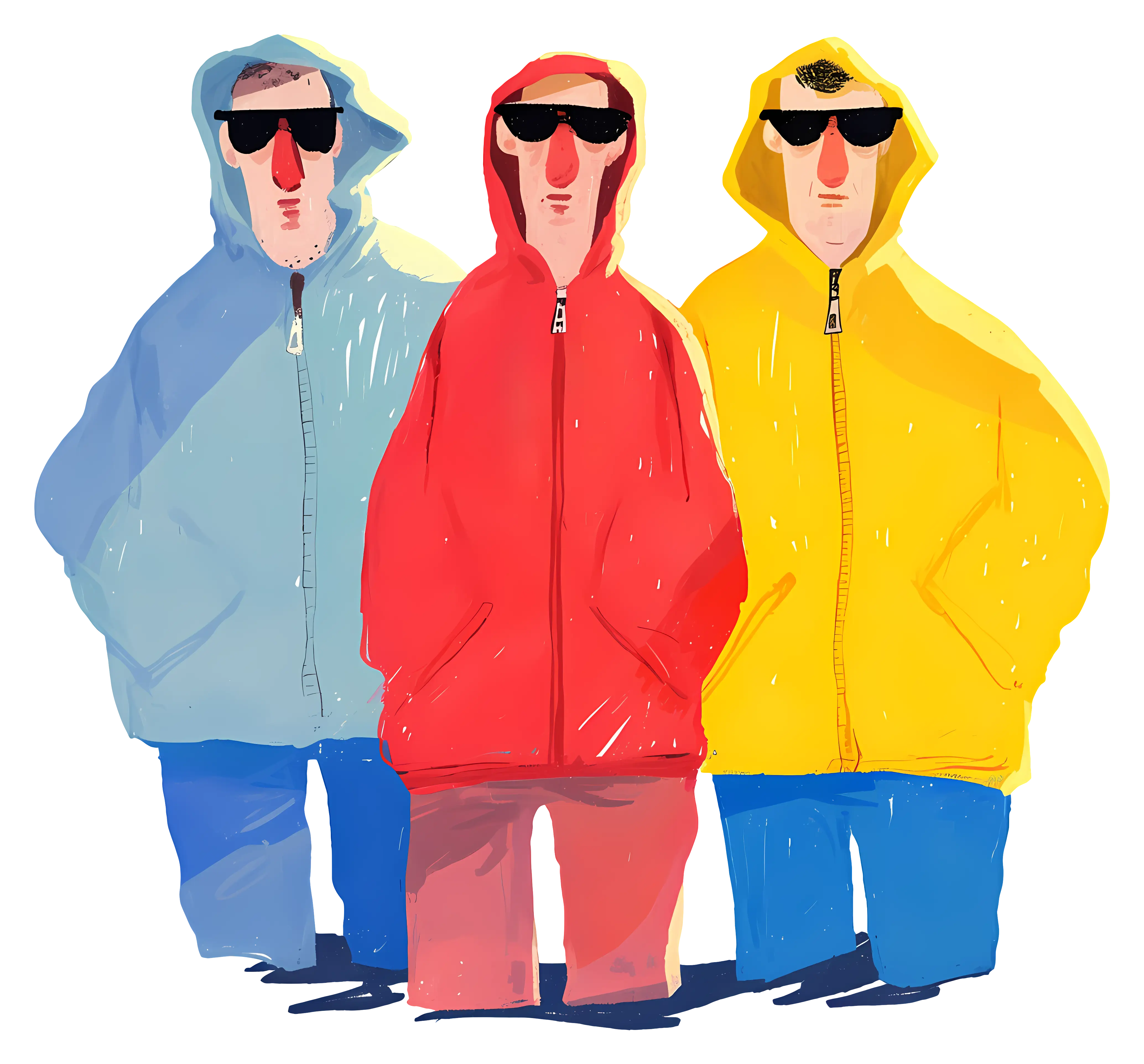 Hooded Figures with Sunglasses