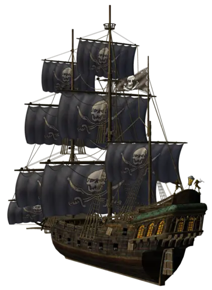 Detailed Pirate Ship Illustration with Sails
