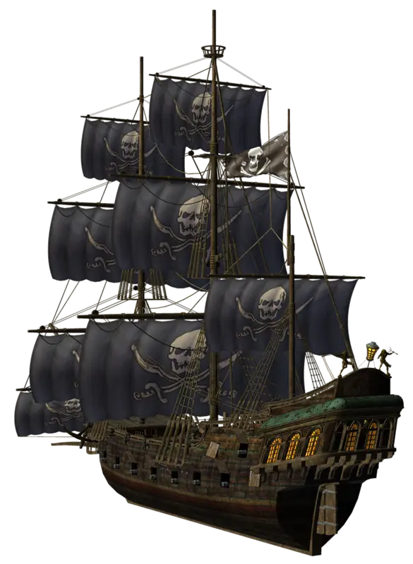 Detailed Pirate Ship Illustration with Sails