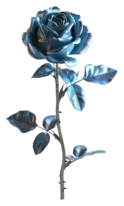 Elegant Blue Metallic Rose with Artistic Finish