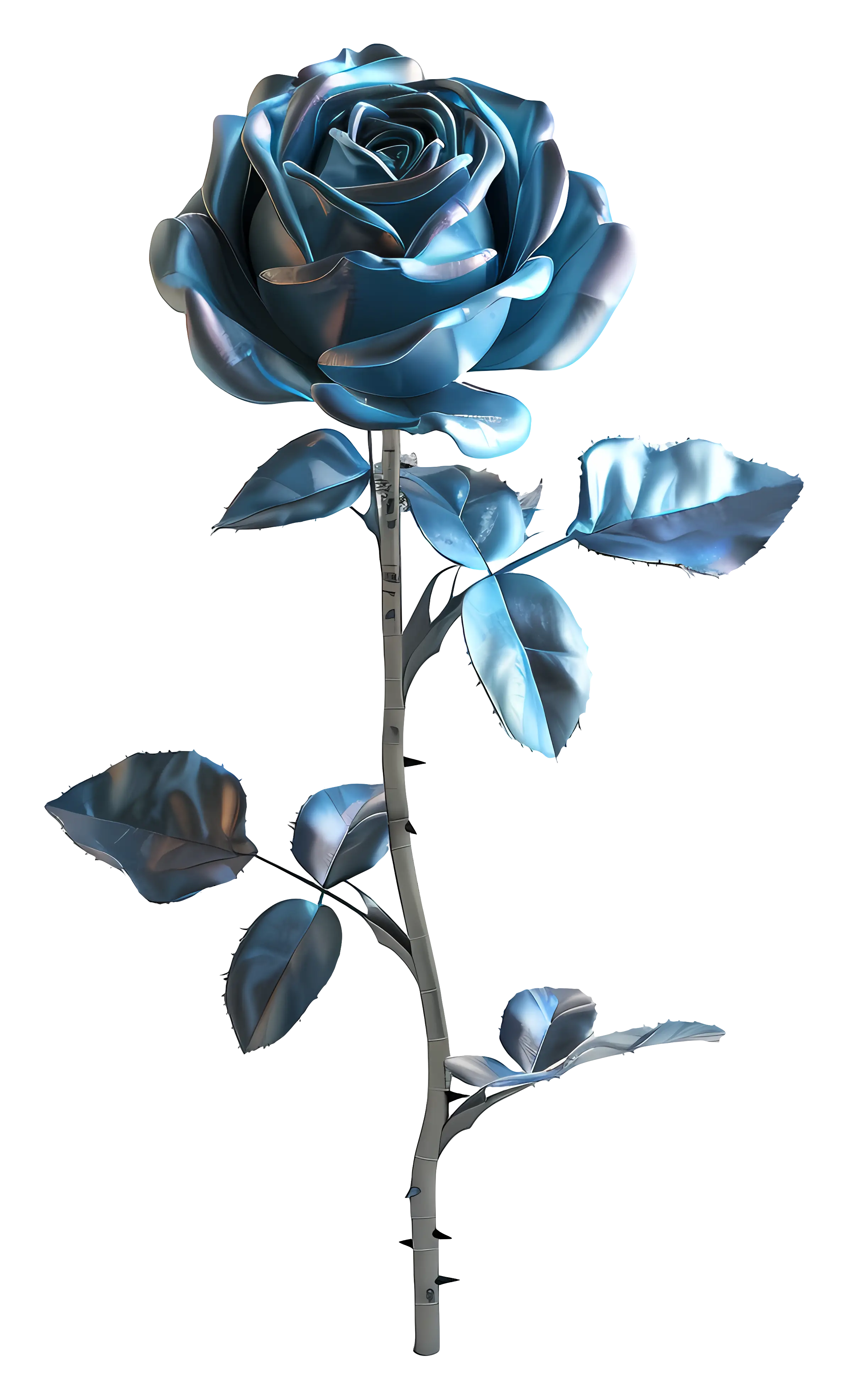Elegant Blue Metallic Rose with Artistic Finish
