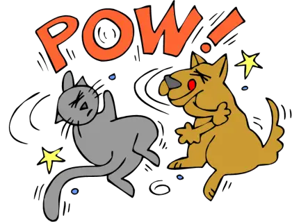 Cartoon Cat and Dog Fight