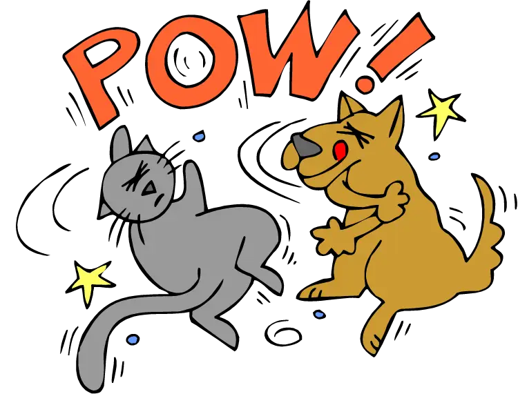 Cartoon Cat and Dog Fight