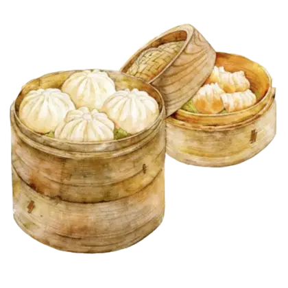 Steamed Buns in Bamboo Baskets for Cuisine