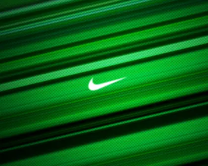 Green Striped Nike Swoosh Logo