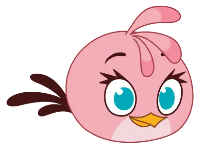 Pink Bird Cartoon with Blue Eyes