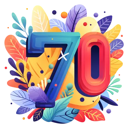 Colorful Number 70 Illustration