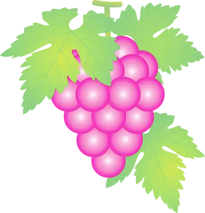 Purple Grapes with Green Leaves