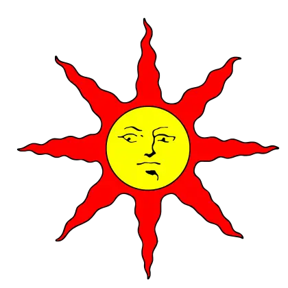 Sun Illustration with Face and Radiating Rays