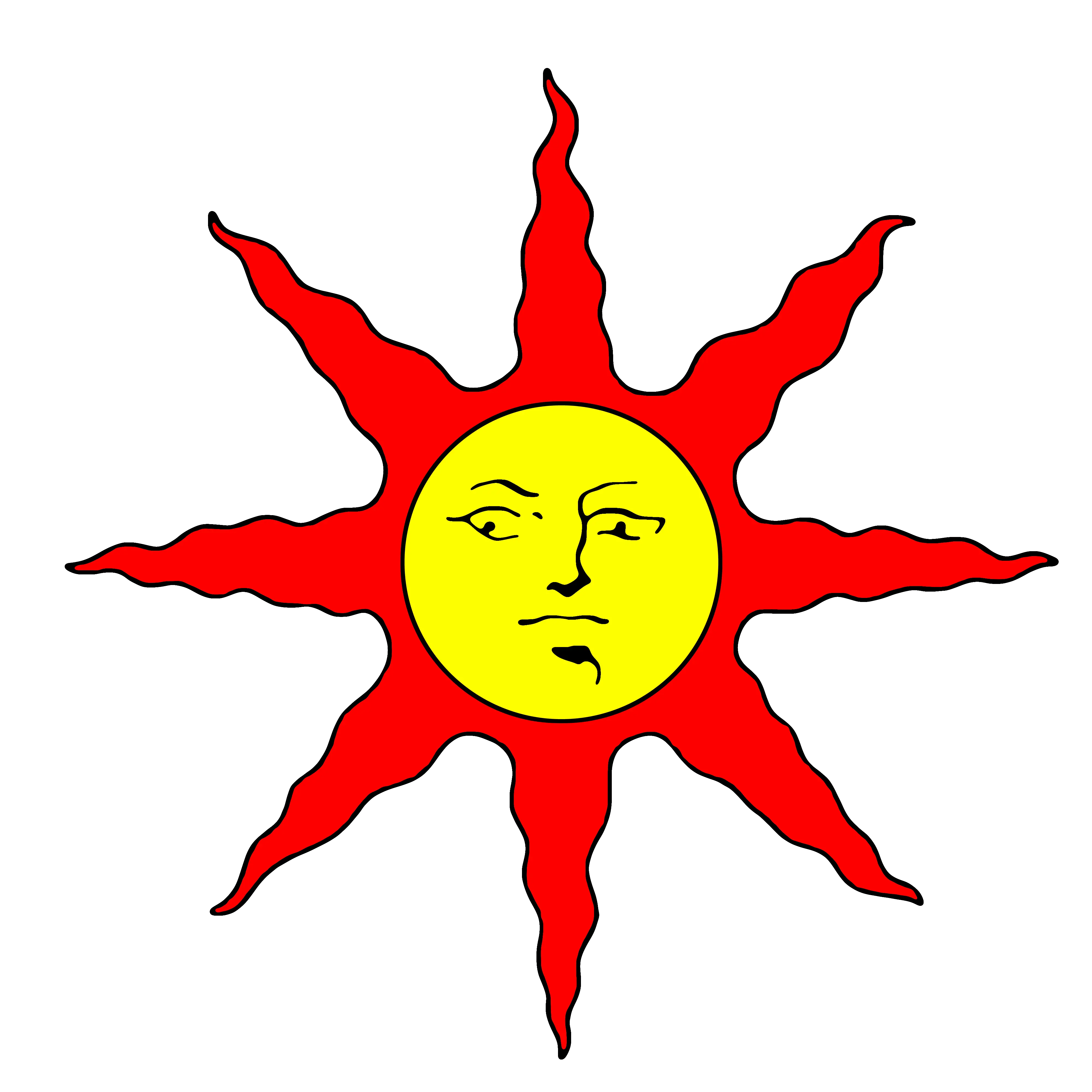 Sun Illustration with Face and Radiating Rays