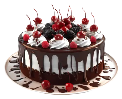 Chocolate Cake with Cherries and Berries