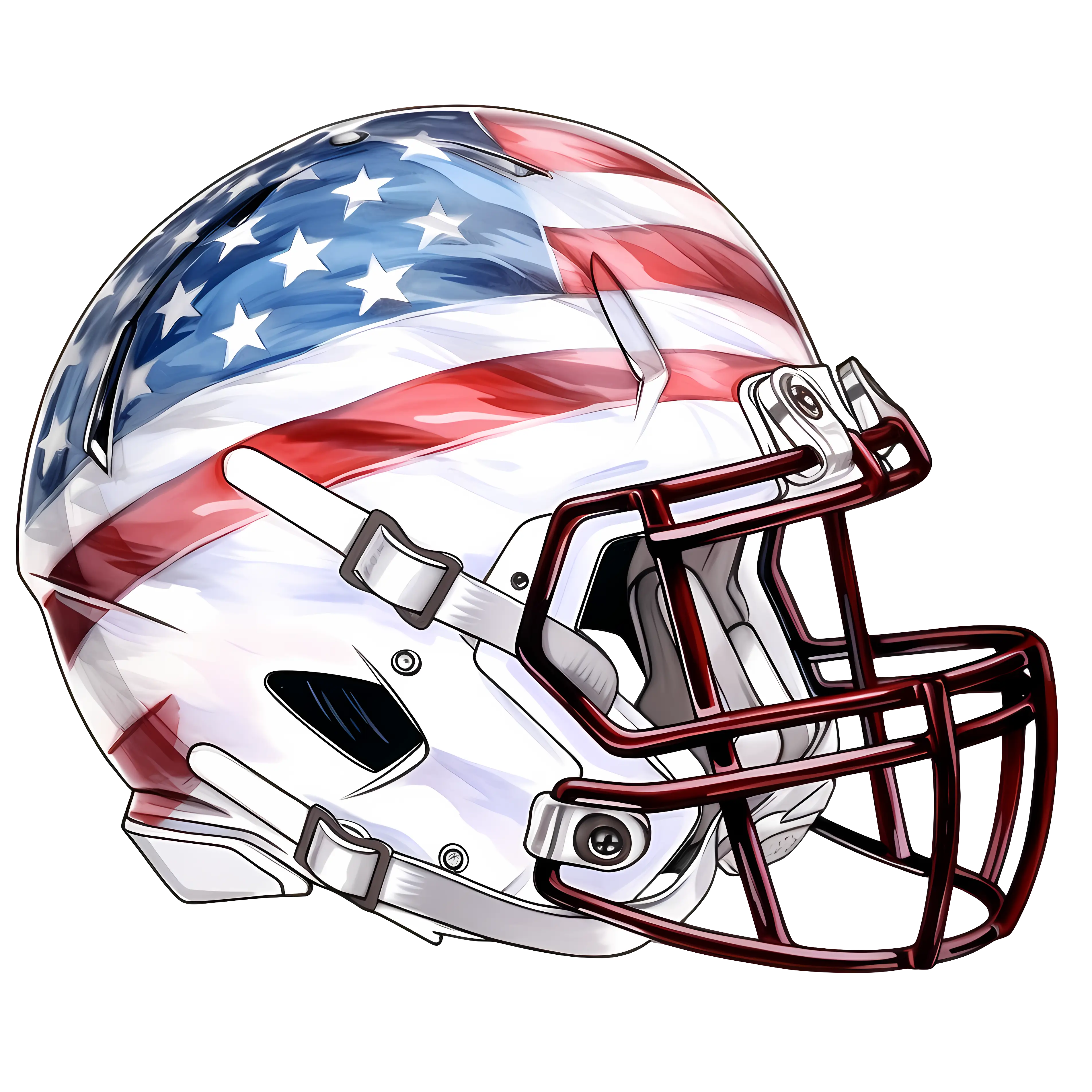 American Football Helmet with US Flag Illustration