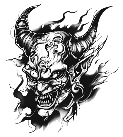 Fiery Demon Face Art