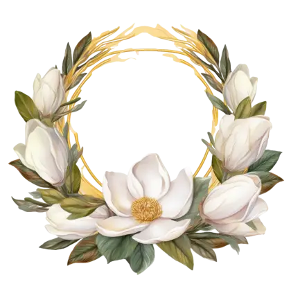 Magnolia Floral Wreath Illustration