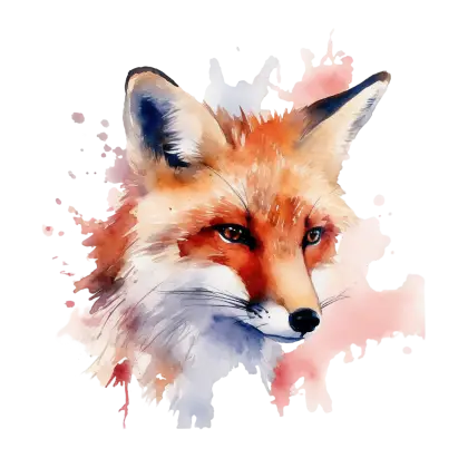 Side Profile of a Watercolor Fox