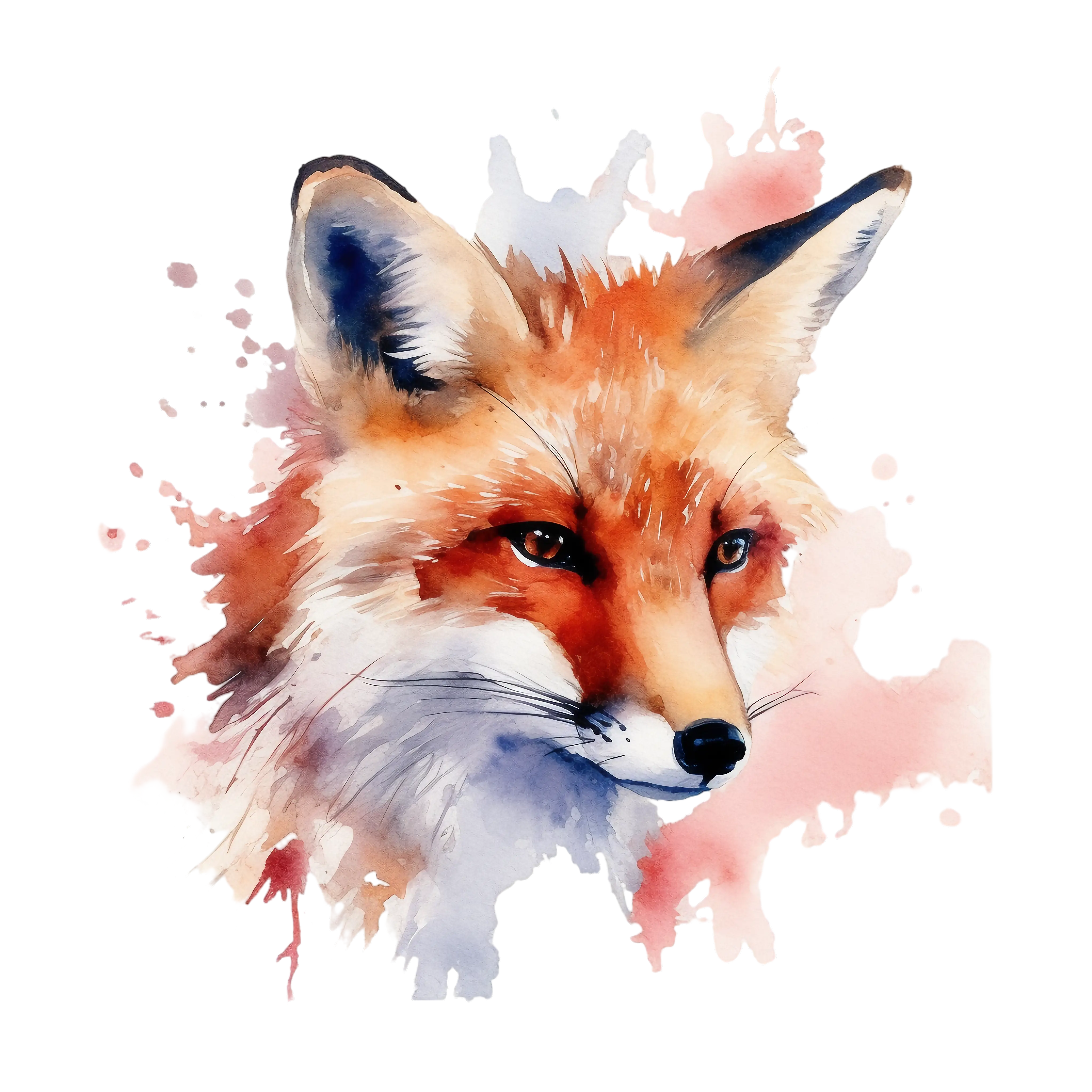 Side Profile of a Watercolor Fox