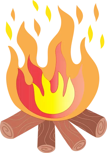 Campfire Illustration with Burning Logs