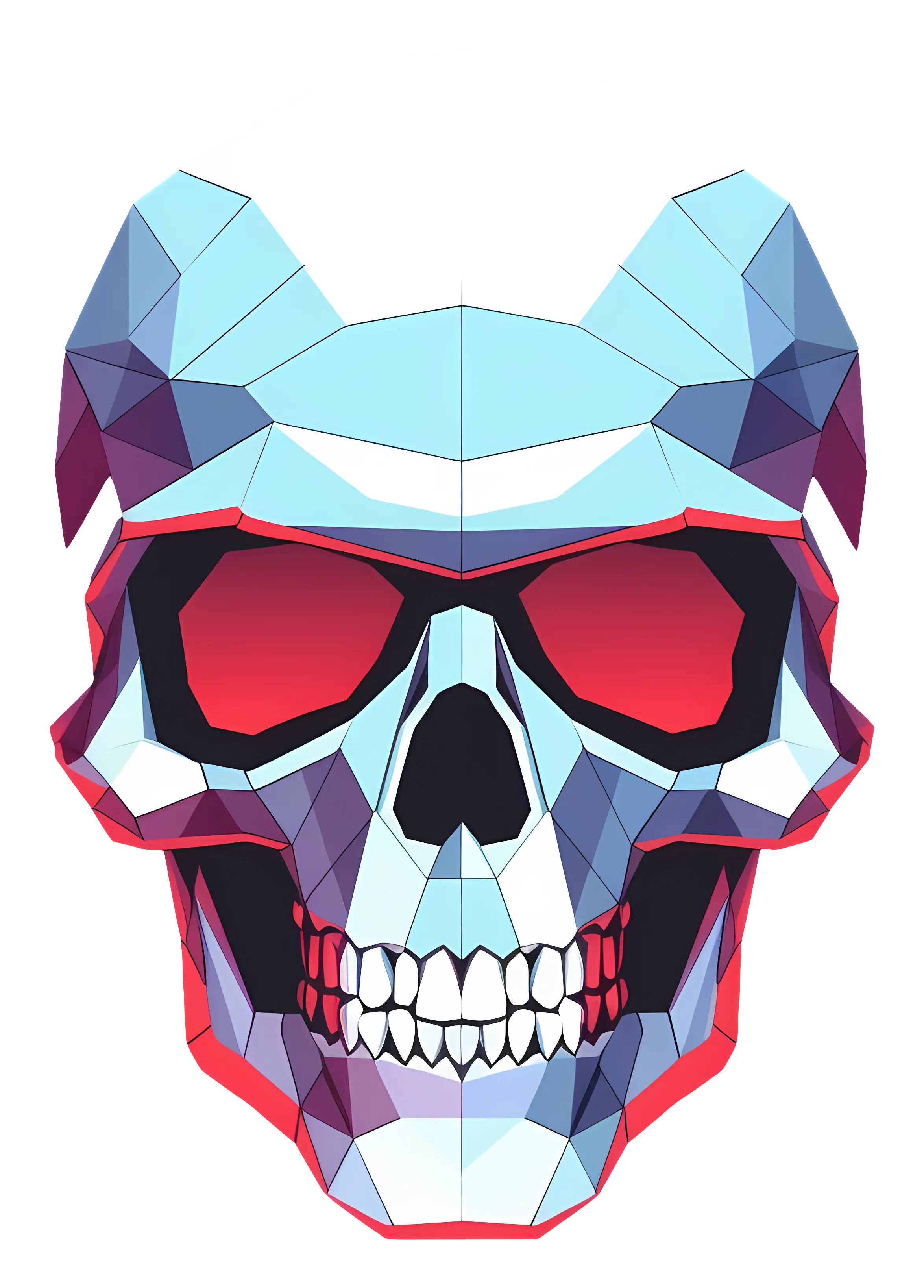 Geometric Skull with Red Eyes