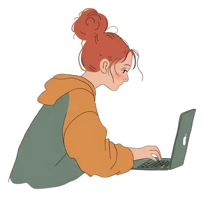 Girl in Hoodie Using Laptop