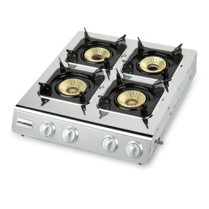 Silver Gas Stove with Four Burners