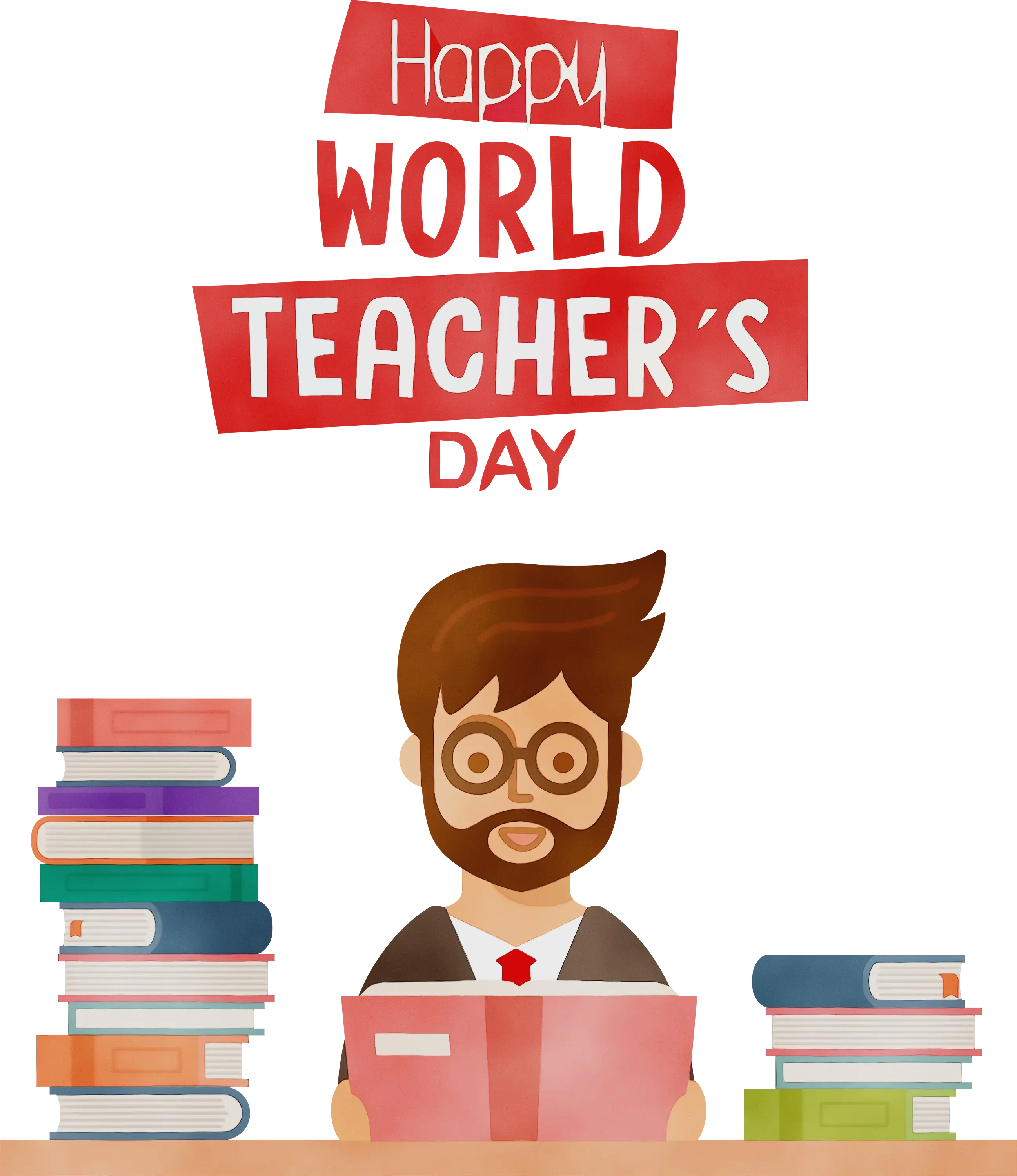 World Teacher&#039;s Day Illustration with Books and Teacher