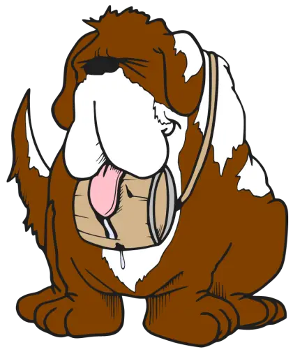 Cute Brown Cartoon Dog with Barrel