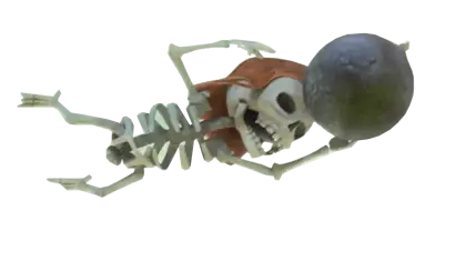 Skeleton Character with Helmet and Bomb