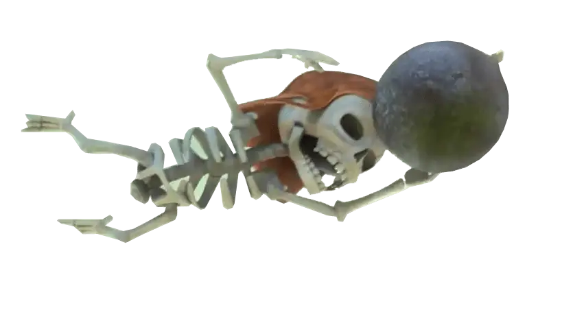 Skeleton Character with Helmet and Bomb