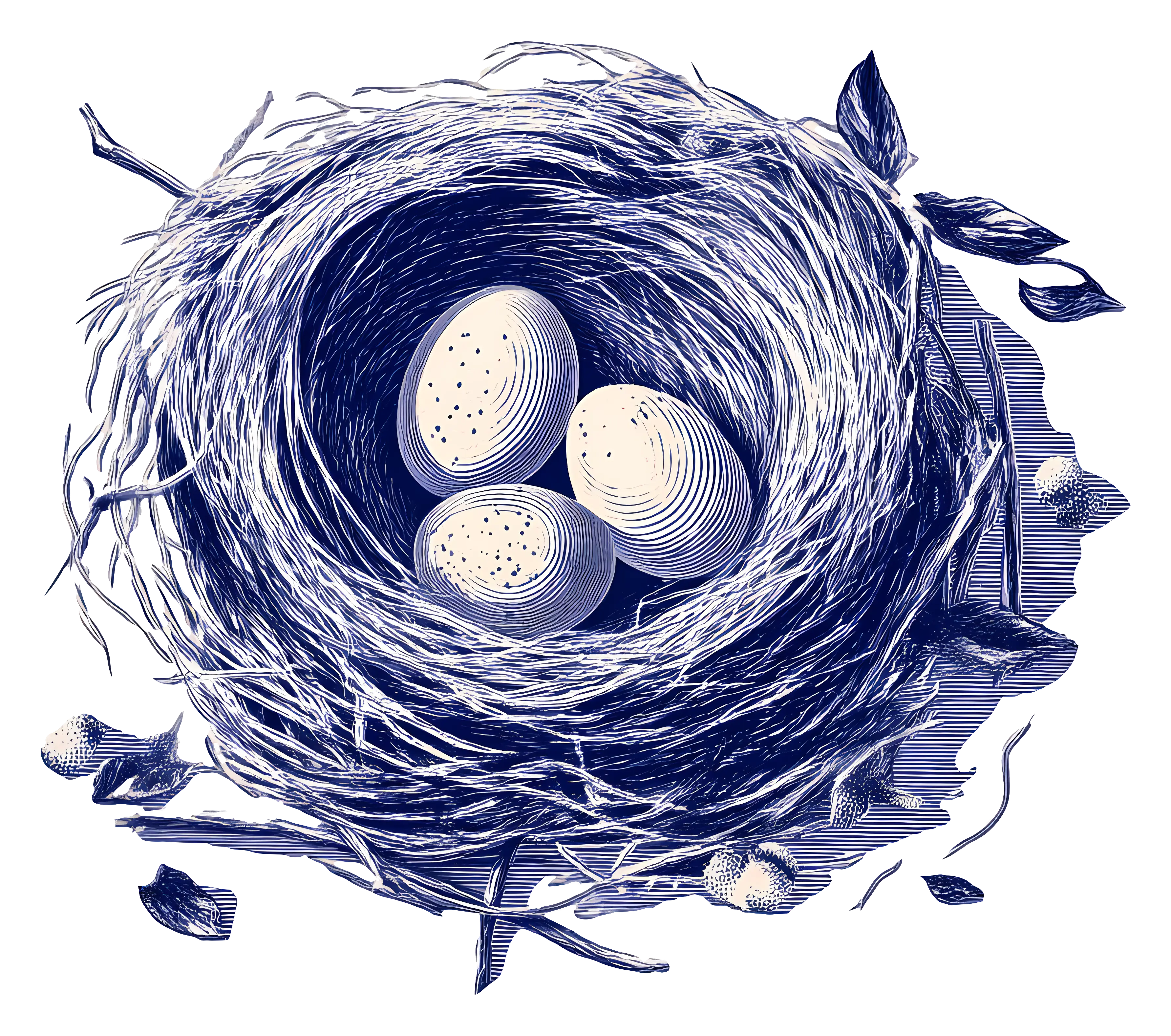 Bird's Nest with Eggs in Nature
