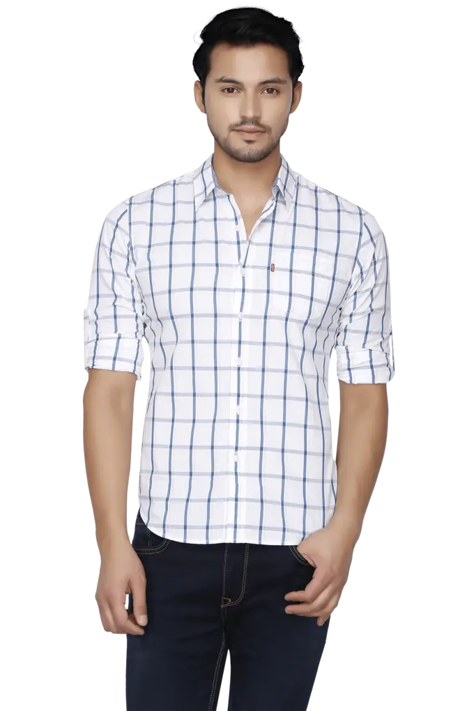 Man in Casual Checkered Shirt