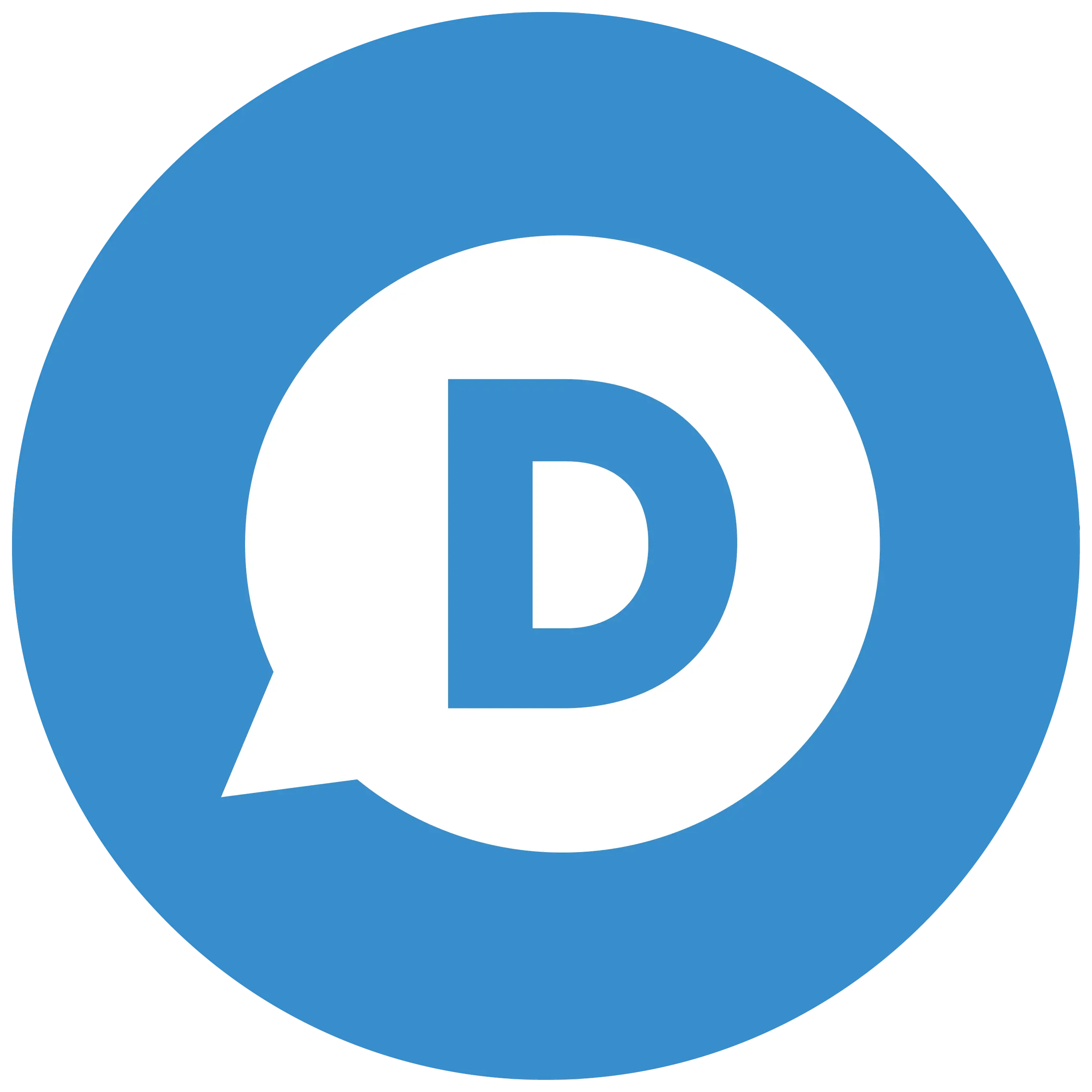 Blue Chat Bubble with D Logo