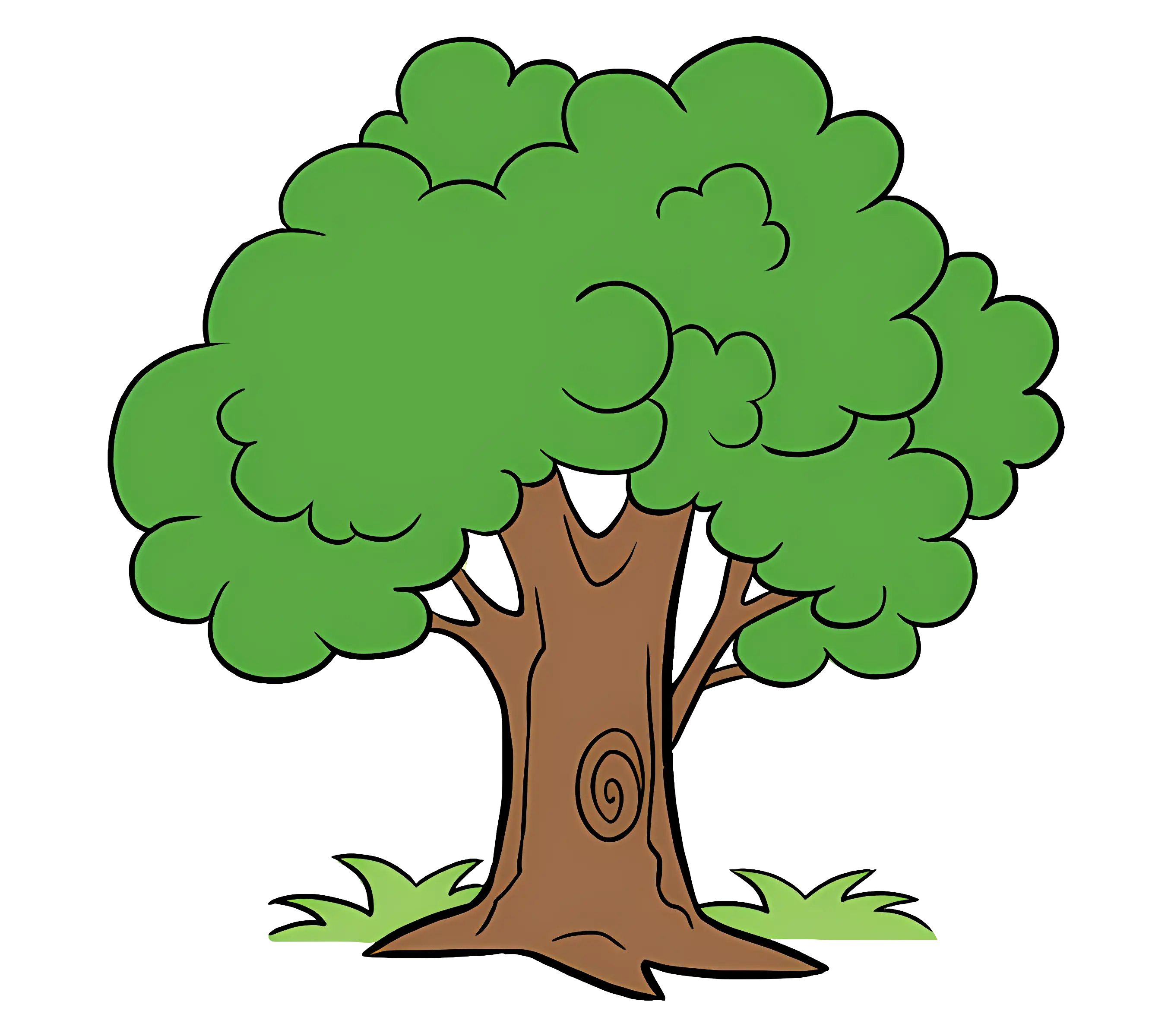 Cartoon Tree with Green Leaves Illustration
