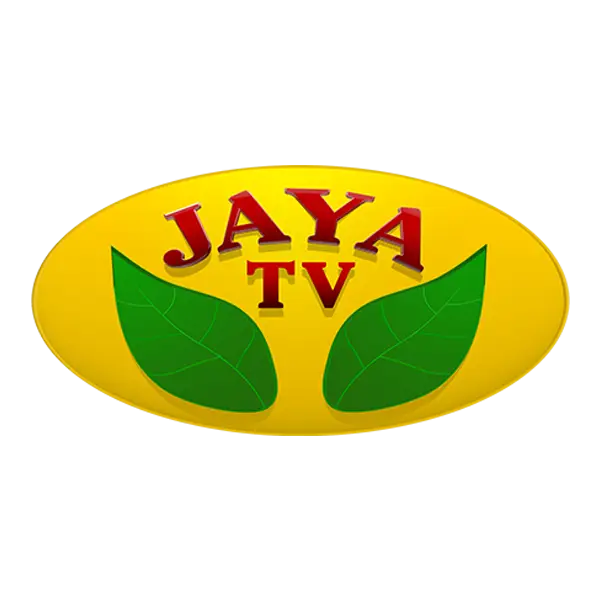 Jaya TV Logo with Yellow Oval and Green Leaves