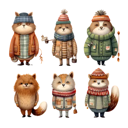 Cute Foxes in Winter Clothing